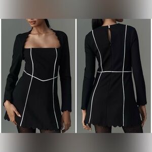 Anthropologie Black and White Mini Holiday Party Dress